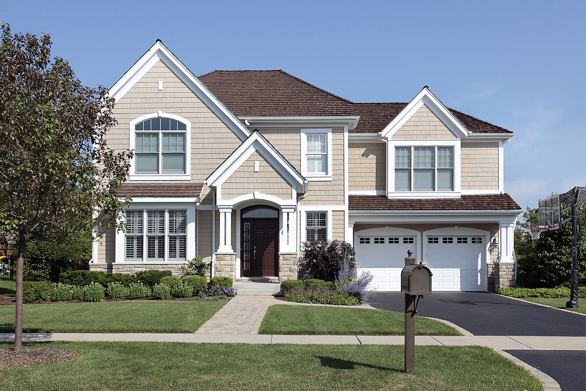 Home with gray window frames