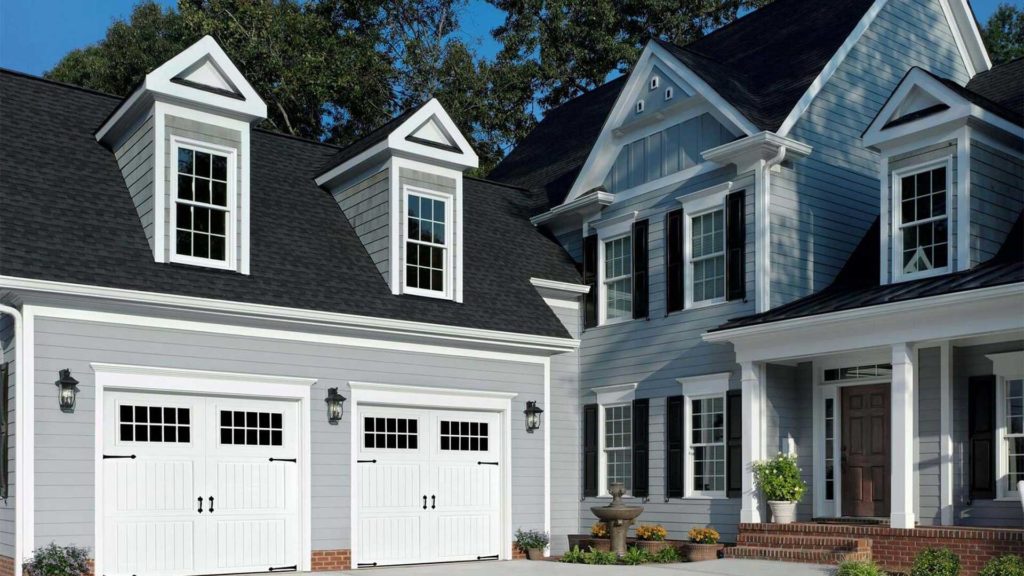 home with replacement garage doors